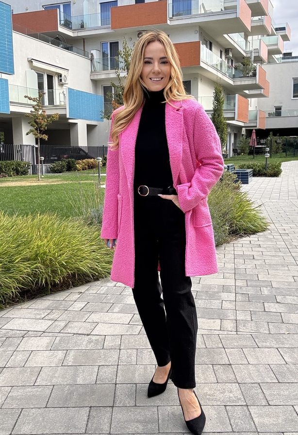 Little Frida szövetkabát pink – Női átmeneti kabát – Innova Fashion